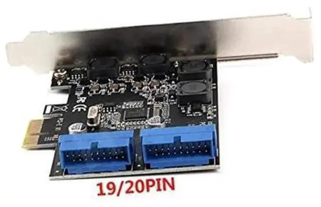 Alt view image 3 of 5 - PCI-E X1 to Dual 19Pin USB 3.0 Internal Header Expansion Card, PCI Express to 2-Port 20Pin USB3.0 Front Panel Adapter Card for Desktop PC Case Front USB Port Extension