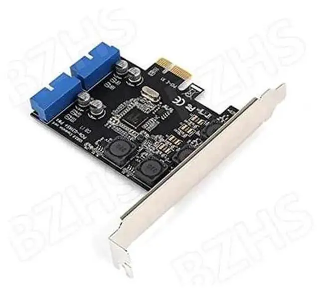 Alt view image 4 of 5 - PCI-E X1 to Dual 19Pin USB 3.0 Internal Header Expansion Card, PCI Express to 2-Port 20Pin USB3.0 Front Panel Adapter Card for Desktop PC Case Front USB Port Extension