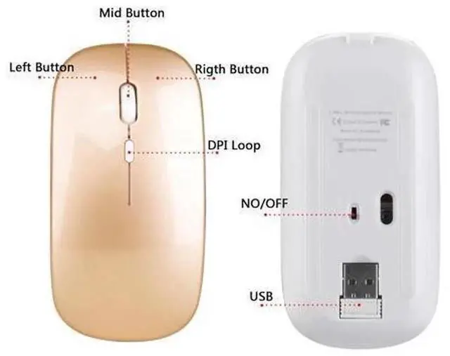 Alt view image 3 of 7 - 2.4G Wireless Rechargeable Silent Office Mouse with Type-C Charging Port, Quiet Click Wireless Computer Mice Compatible with Desktop PC, Laptop, Notebook for Daily Office Work