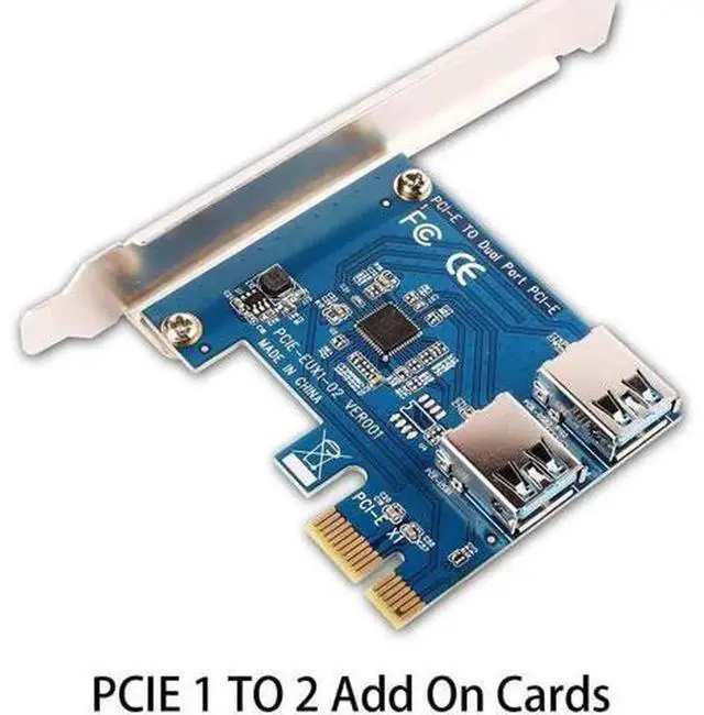 Alt view image 3 of 6 - PCIe 1 to 2 PCI-E 1X Slots Riser Port Multiplier Card, Mini ITX External PCIe Expansion Adapter Card, PCI Express Splitter Card for BTC LTC Mining Machines, Supports Multi-Device Expansion