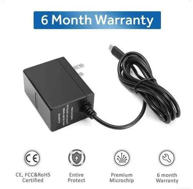 Alt view image 6 of 7 - 15V 2.6A AC Power Adapter Replacement Charger for Nintendo Switch, Switch Lite, Switch Dock & Pro Controller, Wall Charger with 5FT USB-C Cable, Supports TV Dock Mode