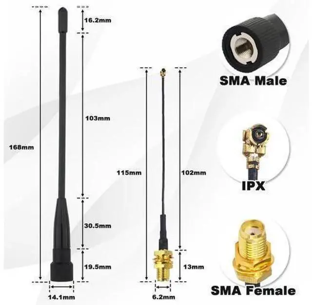 Alt view image 4 of 5 - 2 Sets 10dBi 915MHz LoRa Soft Whip Meshtastic Antenna Kit, 7 Inch Long Range SMA Male Omni Antenna with MHF1 Extension Cable Adapter for Meshtastic Devices
