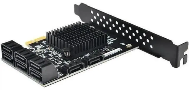 Alt view image 2 of 6 - 8-Port SATA 3.0 PCIe Expansion Card, PCI Express to 8 SATA III Adapter with Heat Sink, Marvell 88SE9215 Chip for Desktop Hard Drives HDD Storage Expansion