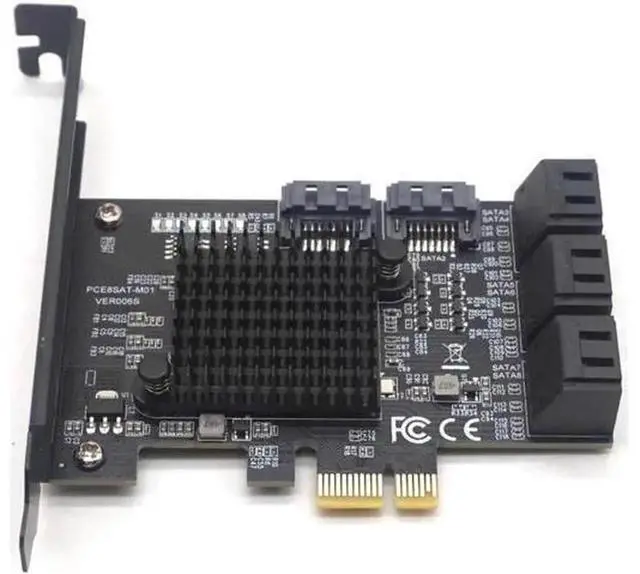 Alt view image 4 of 6 - 8-Port SATA 3.0 PCIe Expansion Card, PCI Express to 8 SATA III Adapter with Heat Sink, Marvell 88SE9215 Chip for Desktop Hard Drives HDD Storage Expansion