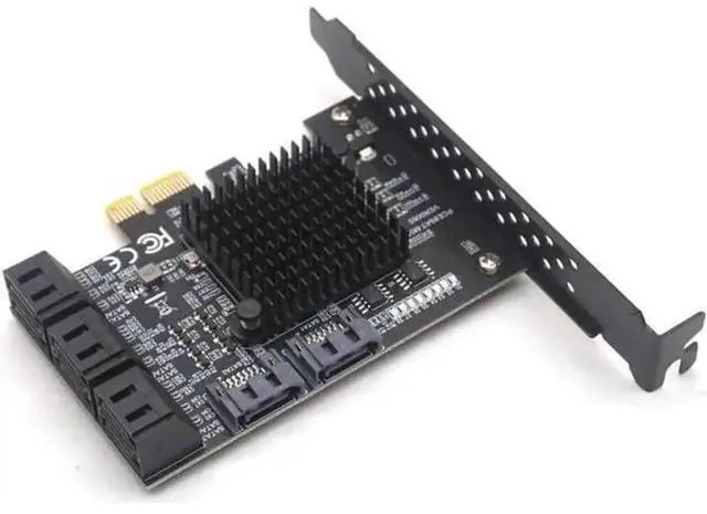 Alt view image 6 of 6 - 8-Port SATA 3.0 PCIe Expansion Card, PCI Express to 8 SATA III Adapter with Heat Sink, Marvell 88SE9215 Chip for Desktop Hard Drives HDD Storage Expansion