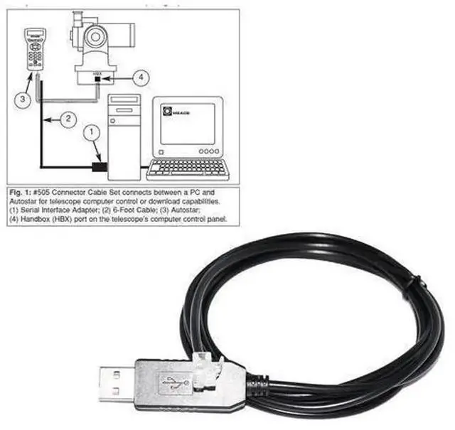 Alt view image 3 of 6 - 3M FTDI USB to RS232 RJ9 RJ11 4P4C Console Control Cable, PC to AutoStar AudioStar Adapter Cord Compatible with Meade 505 497 LXD55 ETX 125 127 Telescopes