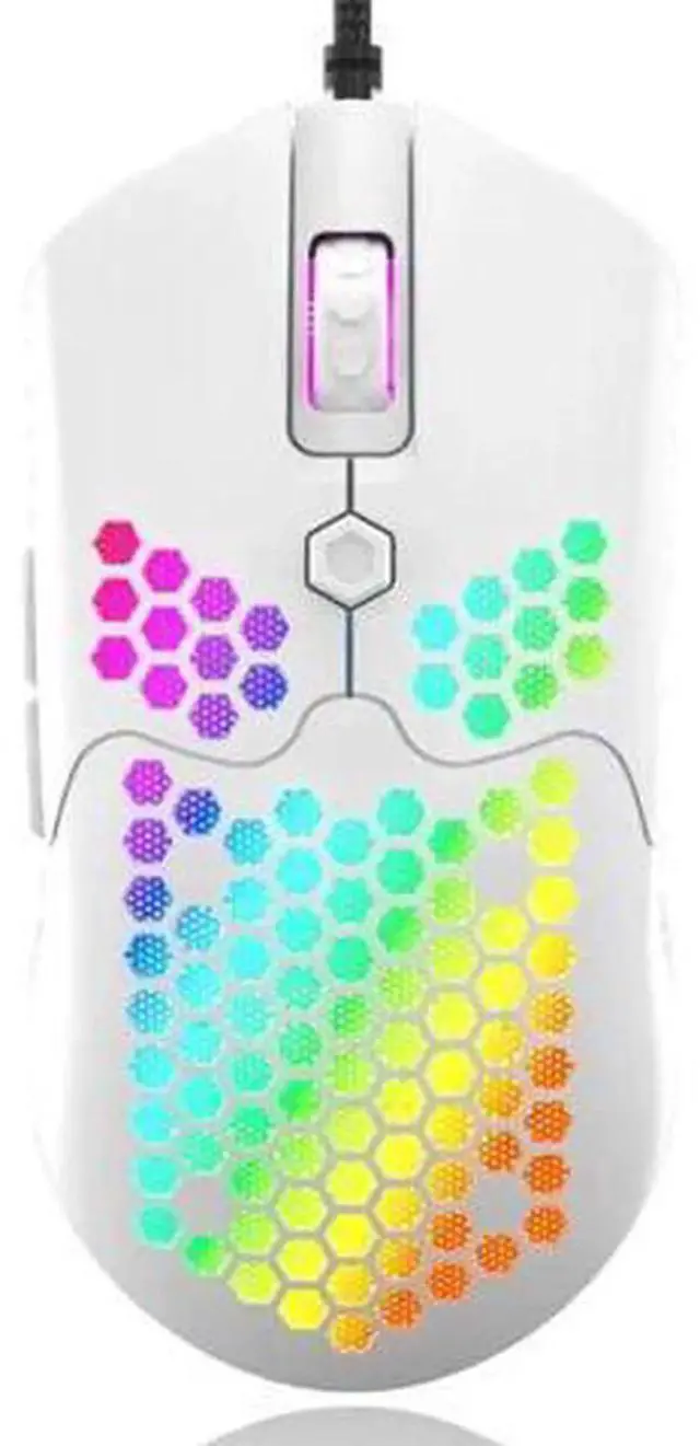 Main image of Hollow Honeycomb Shell Wired Gaming Mouse, RGB Colorful Backlit Gaming Mice with 7 Programmable Buttons, Lightweight Gaming Accessory for PC Gamers