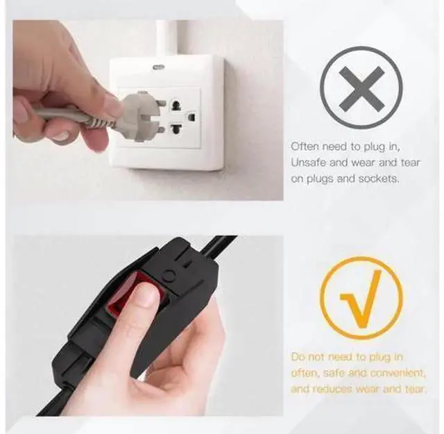 Alt view image 4 of 7 - 3FT Outdoor Waterproof 3-Prong Extension Cord with On/Off Switch, 14/3 SJT 15A 125V 1875W Grounded Power Extension Cable
