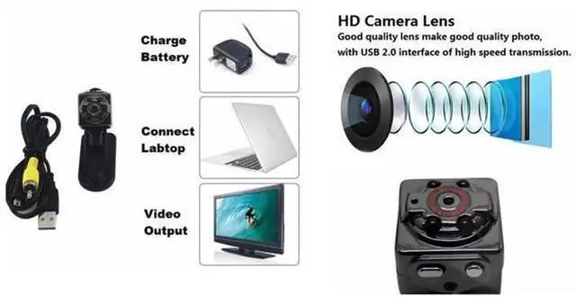 Alt view image 6 of 7 - SQ8 Mini Camera 1080P HD Car DVR Dash Cam, Portable Sports DV with Night Vision, Motion Detection & Loop Recording, Black