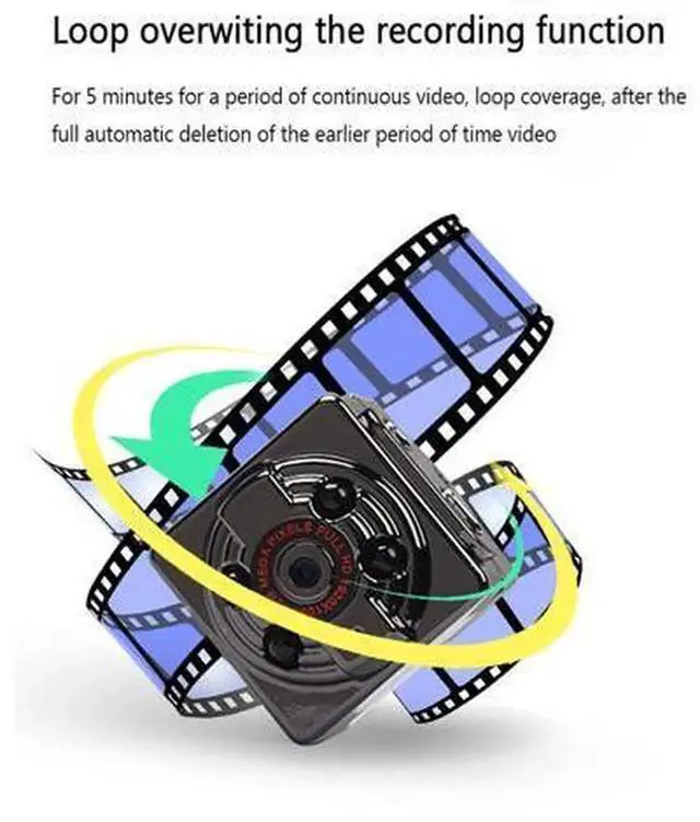 Alt view image 3 of 7 - SQ8 Mini Camera 1080P HD Car DVR Dash Cam, Portable Sports DV with Night Vision, Motion Detection & Loop Recording, Black