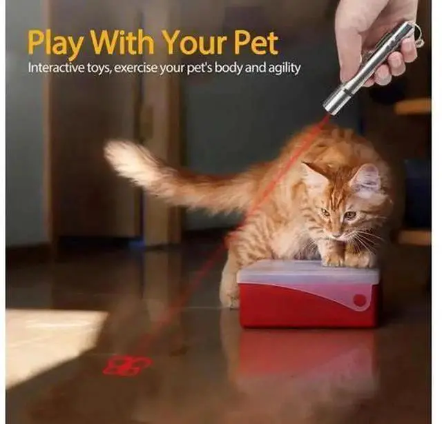 Alt view image 3 of 5 - USB Rechargeable 5MW Red Dot Laser Pointer Pet Interactive Toy, Multifunctional Laser Pen with UV Flashlight for Cat Dog Training & Entertainment