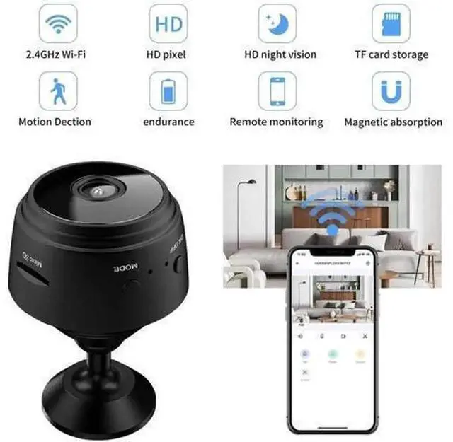 Alt view image 4 of 7 - A9 Mini WiFi Camera, 1080P HD Wireless Security DV Camera with Infrared Night Vision & Smart Motion Detection for Indoor Home Monitoring
