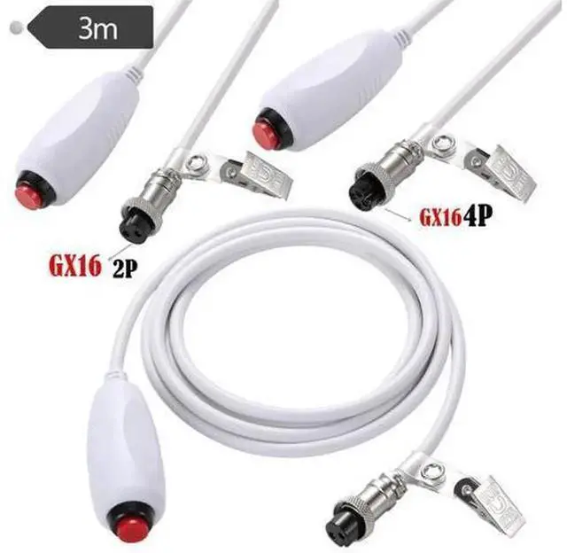 Main image of 3M 9.8FT Normally Open Red Momentary Nurse Call Cord with GX16 2-Pin 4P Connector, Patient Emergency Push Button Cable for Hospital Ward Call System