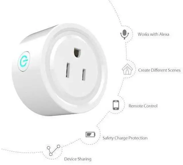 Alt view image 4 of 5 - 1 Pack Mini WiFi Smart Plug Socket, Wireless Remote Control Smart Outlet Compatible with Alexa Echo & Google Home for Voice Control