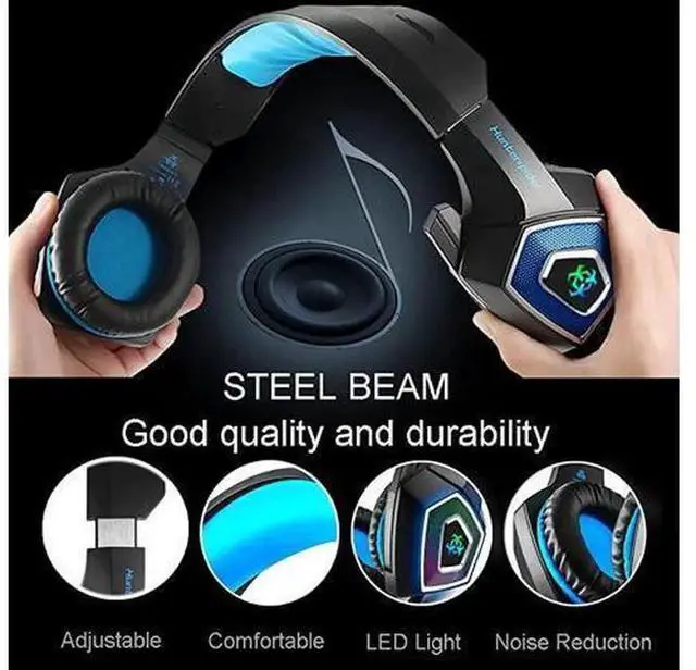 Alt view image 6 of 7 - Blue Over Ear Wired Gaming Headset with Mic & LED Light, 3.5mm Jack Gaming Headphones Compatible with PS4, PC, Mac, Laptop, Nintendo Switch