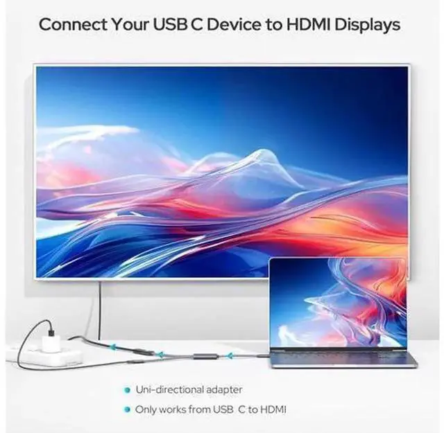Alt view image 4 of 7 - 2-in-1 USB C to 4K HDMI Adapter with 100W PD Charging Port, Thunderbolt 3 MHL Type C HDMI Converter Compatible with iPhone 15 Series, MacBook, iPad, Galaxy, Steam Deck
