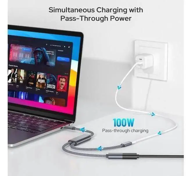 Alt view image 6 of 7 - 2-in-1 USB C to 4K HDMI Adapter with 100W PD Charging Port, Thunderbolt 3 MHL Type C HDMI Converter Compatible with iPhone 15 Series, MacBook, iPad, Galaxy, Steam Deck