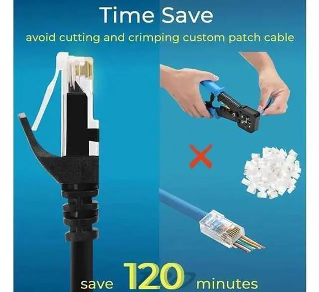 Alt view image 7 of 7 - 1ft Cat6 Ethernet Patch Cables 24 Pack, 10Gbps High Speed Flexible Cat6 Network Cord Gold-Plated Connector Black for Patch Panel & Network Switch