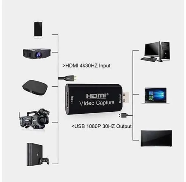 Alt view image 6 of 6 - USB Video Capture Card, HD Game Video Grabber Recording Adapter for Live Streaming, Broadcast, Gaming Recording