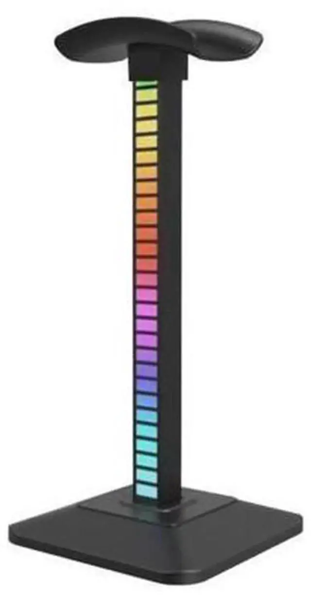 Main image of RGB Gaming Headphone Stand with USB & Type-C Port, Desktop Headset Hanger Rack Support Fast Charging, Black