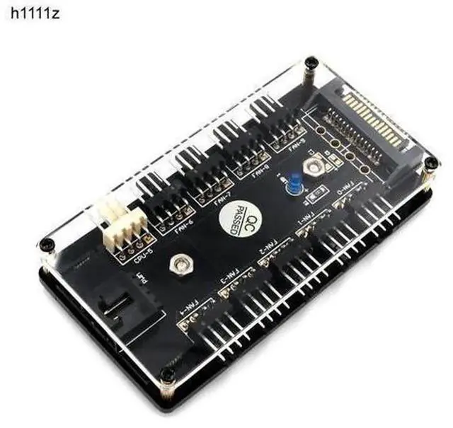 Alt view image 4 of 6 - 10-Way PWM Fan Hub with PMMA Magnetic Case, 12V 3/4Pin PC Fan Splitter Controller, SATA Power Supply for CPU Cooling Fans