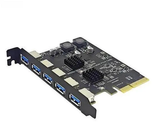 Main image of 5 Ports PCIE USB 3.2 Gen2 Expansion Card 10Gbps PCI Express X4 USB Hub Adapter, PCI-E USB3.1 Add On Card for Desktop PC