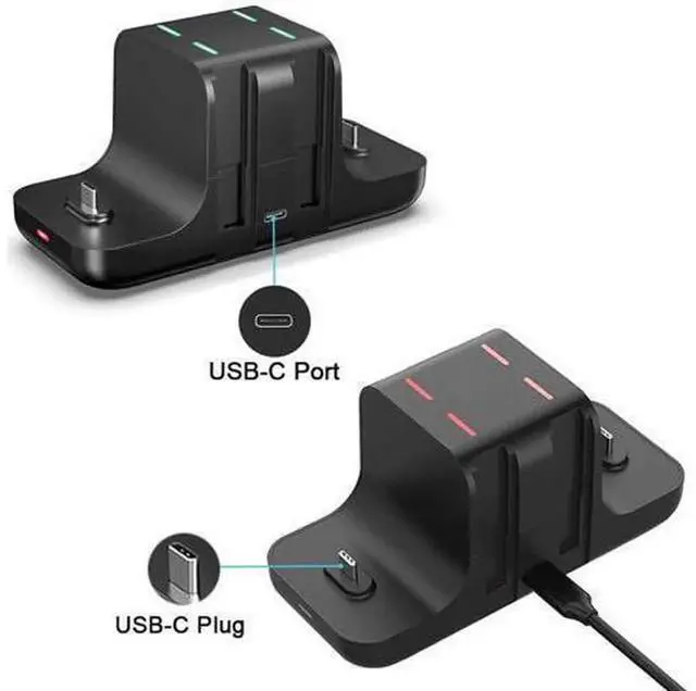 Alt view image 3 of 5 - 6-in-1 Game Controller Charging Station, Multi Port Type-C Charger Dock for Switch Joy-Con, Pro Controller, Switch, Switch Lite & All Type-C Port Devices