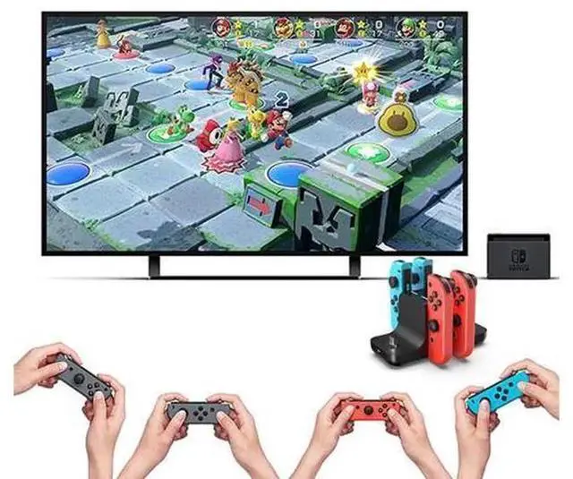 Alt view image 2 of 5 - 6-in-1 Game Controller Charging Station, Multi Port Type-C Charger Dock for Switch Joy-Con, Pro Controller, Switch, Switch Lite & All Type-C Port Devices