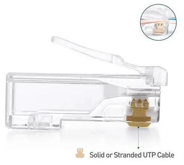 Alt view image 3 of 6 - Cable Matters 100 Pack Cat6 Pass Through RJ45 Modular Plugs, Cat 6 Ethernet Cable Connectors for Solid & Stranded UTP Network Wires