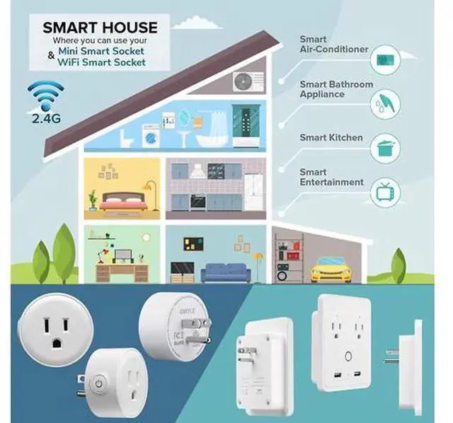 Alt view image 2 of 6 - US Standard WiFi Wireless Smart Socket Plug, WiFi Smart Sub-Control Power Strip Outlet, No Hub Required for Home Smart Appliance Control