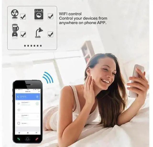 Alt view image 3 of 6 - 1 Pack Tuya WiFi Smart Plug US Standard Smart Socket, Voice Control Smart Outlet with Power Statistics & Countdown Timer Function for Home Appliances