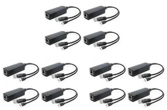 Alt view image 2 of 7 - 12 Pack 48V to 5V PoE Splitter, 2.4A PoE Power Adapter with Micro USB Output Plug, Power Supply for IP Camera, Raspberry Pi, Tablet & Micro USB Devices