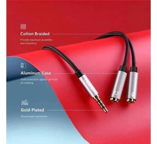 Alt view image 6 of 7 - UGREEN 3.5mm TRRS Headset Splitter Cable, 1 Male to 2 Female Mic & Audio Y Splitter Adapter, Compatible with Switch, PS4, PS5, Steam Deck, Xbox, PC, Laptop, Phone & Tablet Gaming Headsets