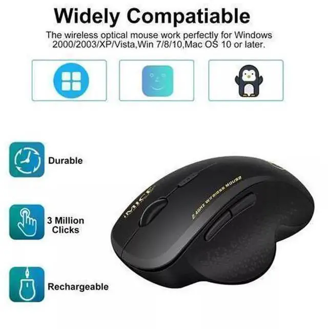 Alt view image 4 of 6 - 2.4GHz Wireless Optical Gaming Mouse with 6 Buttons, Nano USB Receiver, Ergonomic Portable Wireless Mice Compatible with Laptop Desktop PC MacBook Dell HP Lenovo Asus Acer Windows Mac
