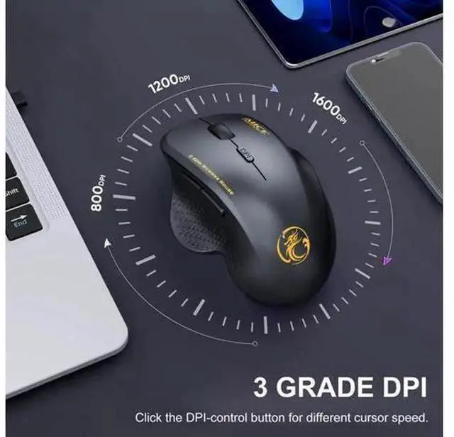 Alt view image 6 of 6 - 2.4GHz Wireless Optical Gaming Mouse with 6 Buttons, Nano USB Receiver, Ergonomic Portable Wireless Mice Compatible with Laptop Desktop PC MacBook Dell HP Lenovo Asus Acer Windows Mac