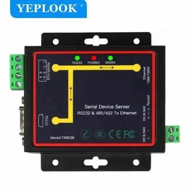 Alt view image 3 of 5 - Industrial Ethernet Serial Device Server, RJ45 to RS232 RS485 RS422 Converter, TCP RTU UDP Serial to Ethernet Module with Power Cable, Industrial Grade Network Serial Port Adapter for PLC Monitoring D