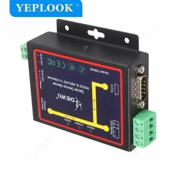 Alt view image 2 of 5 - Industrial Ethernet Serial Device Server, RJ45 to RS232 RS485 RS422 Converter, TCP RTU UDP Serial to Ethernet Module with Power Cable, Industrial Grade Network Serial Port Adapter for PLC Monitoring D