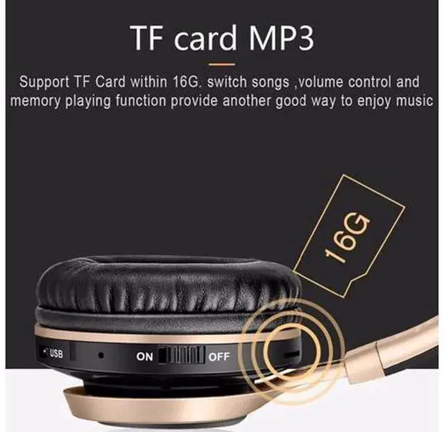 Alt view image 2 of 5 - Wireless Bluetooth Over-Ear Headphones with Built-in Microphone, Support TF Card Playback, Foldable Cordless Bluetooth Headset Compatible with PC Computer iPhone Android Cell Phones for Gaming Music