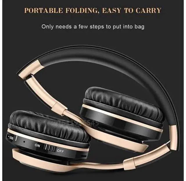 Alt view image 5 of 5 - Wireless Bluetooth Over-Ear Headphones with Built-in Microphone, Support TF Card Playback, Foldable Cordless Bluetooth Headset Compatible with PC Computer iPhone Android Cell Phones for Gaming Music