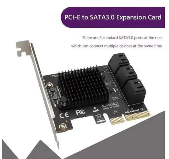 Alt view image 5 of 7 - PCIe 3.0 X4 to 6 Port SATA 3.0 Expansion Card, 6Gbps High Speed Hard Drive Controller with ASMedia ASM1166 Chip, Internal SATA Adapter for HDD SSD Desktop Storage Expansion