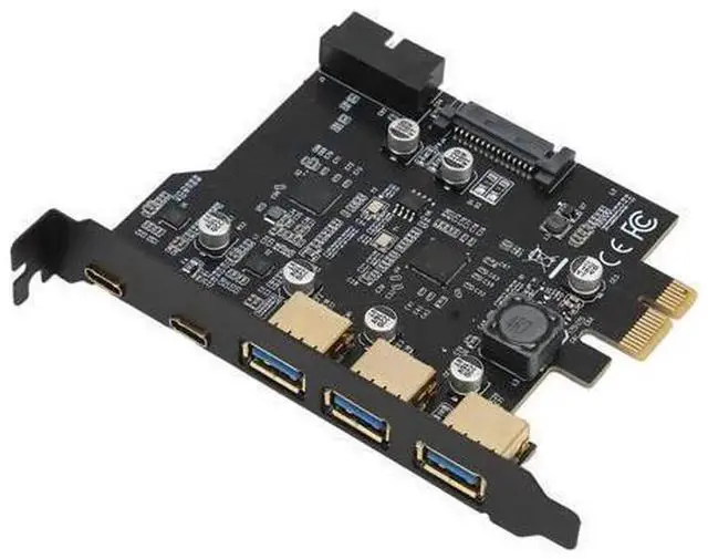 Main image of PCIe 1X USB Expansion Card with 3 USB 3.0 Ports + 2 USB Type-C Ports & Internal 19Pin Header, 5-Port PCI-E USB 3.0 Type C Adapter Card for Desktop PC, Plug and Play PCIe USB Controller Card