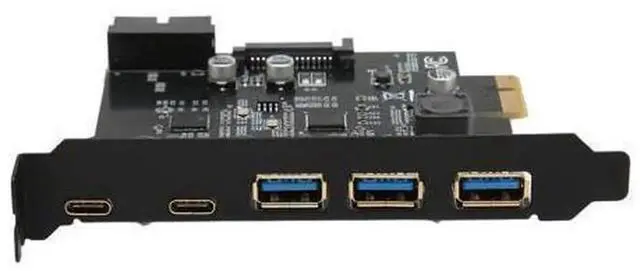 Alt view image 4 of 5 - PCIe 1X USB Expansion Card with 3 USB 3.0 Ports + 2 USB Type-C Ports & Internal 19Pin Header, 5-Port PCI-E USB 3.0 Type C Adapter Card for Desktop PC, Plug and Play PCIe USB Controller Card