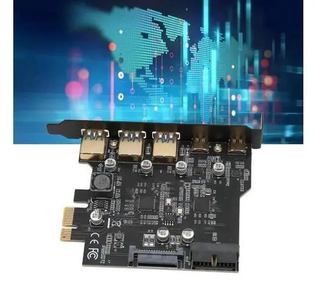 Alt view image 2 of 5 - PCIe 1X USB Expansion Card with 3 USB 3.0 Ports + 2 USB Type-C Ports & Internal 19Pin Header, 5-Port PCI-E USB 3.0 Type C Adapter Card for Desktop PC, Plug and Play PCIe USB Controller Card