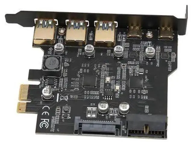 Alt view image 3 of 5 - PCIe 1X USB Expansion Card with 3 USB 3.0 Ports + 2 USB Type-C Ports & Internal 19Pin Header, 5-Port PCI-E USB 3.0 Type C Adapter Card for Desktop PC, Plug and Play PCIe USB Controller Card