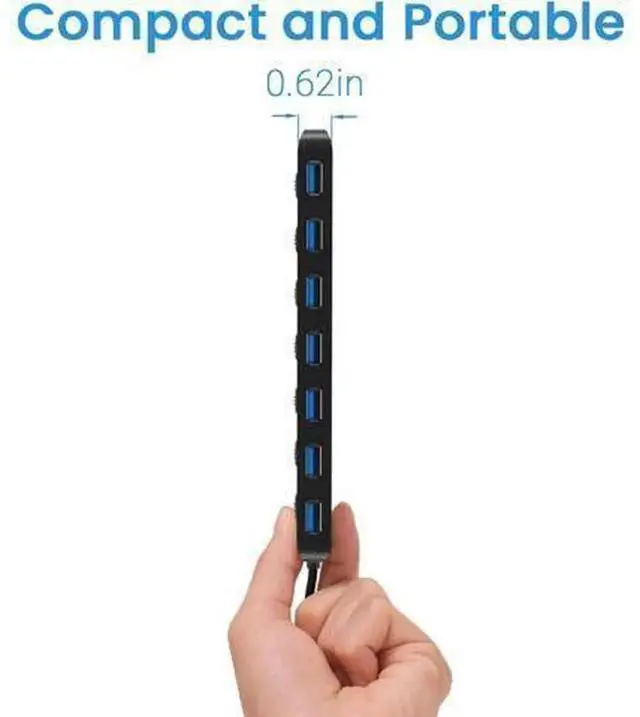 Alt view image 6 of 7 - 7 Port USB 3.0 Hub Splitter, SuperSpeed 5Gbps Multi USB Expander with Individual On/Off Switches & LED Indicators, Universal USB Adapter Compatible with Laptop, PC, MacBook, Windows, Mac OS, Li