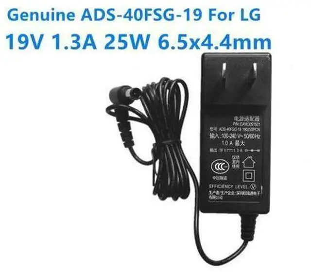 Main image of 19V 1.3A 25W AC Power Adapter 6.5×4.4mm Plug, Replacement Charger ADS-40FSG-19 LCAP26-E, Compatible with LG E1948S E2242C E2249 24M35DB Monitor Power Supply Cord