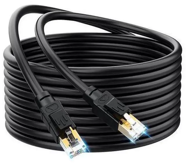 Main image of Cat8 Outdoor Ethernet Cable 50FT Heavy-Duty SFTP Shielded LAN Patch Cord, 26AWG 40Gbps 2000MHz RJ45 Network Cable, Weatherproof Direct Burial & In-Wall Rated High Speed Cat 8 Cable for Gaming