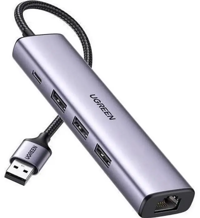 Main image of UGREEN 5-in-1 USB 3.0 Multiport Hub with Gigabit RJ45 Ethernet Port, USB3.0 to LAN Network Adapter with Type-C PD Charging Port, High Speed Docking Station Compatible with MacBook, Surface, XPS, Windo
