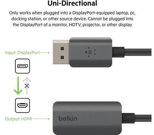 Alt view image 7 of 7 - Uni-Directional DisplayPort 1.2 to HDMI 2.0 Adapter Converter, DP to HDMI Cable Support 4K@60Hz HDR10 Video Transmission, High Resolution Video Connector Compatible with Monitors, Projectors, HDTVs,