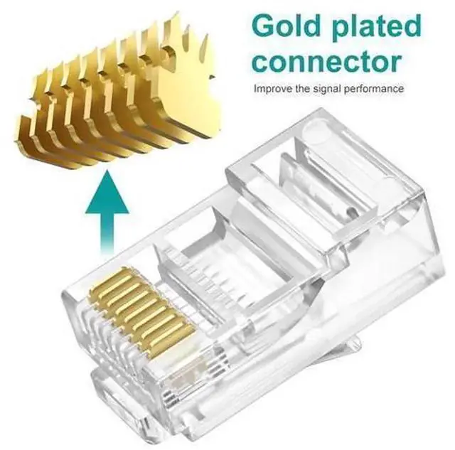 Alt view image 5 of 7 - 50 Pack Cat6 Pass Through RJ45 UTP Connectors with 50 Matching Transparent Strain Relief Boots, Cat6 RJ45 Pass Through Plugs for Solid & Stranded Ethernet LAN Cables, Transparent Network Cable Crimp P